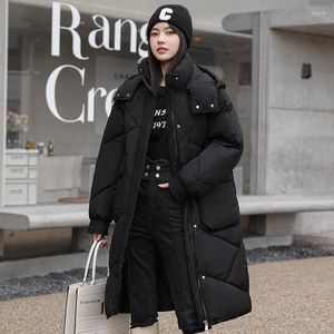 Women's Trench Coats 2023 Snow Wear Solid Winter Coat For Women Down Jacket Warm Casual Loose Hooded Puffer Long Parkas Chic