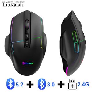 Ciche bezprzewodowe ładowce myszy trzy tryb myszy Bluetooth5.2/3.0 2,4 GHz USB 1600DPI Optical Mouse for Office Home Q230825