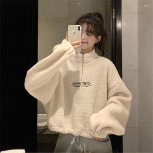 Kadın Hoodies Harajuku Üstler Kış Kalın Polar Kadınlar Uzun Kollu Büyük Boy Te Sweatshirt Mahsul Üst Koreli Giysiler Ceket