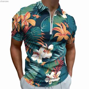 Tropisk blommig casual t-shirts bladtryck polo skjortor estetiska skjorta datum kort ärm grafisk topp stor storlek 5xl 6xl hkd230825