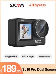 Câmeras à prova de intempéries Câmera de ação SJCAM SJ10 Pro Dual Screen 4K 60FPS WiFi Gyro Live Streaming Body Waterproof Sports DV com cartão de memória de 64GB 230825