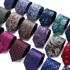 Neck Ties Style Fashion Men S slips 7 5 cm blå slipsgrön orange siden gravater för män paisley blommig fit bröllop arbetsplats smal 230824