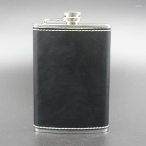 Hip Flasks 9oz Portable Stainless Steel Flask Outdoor Whiskey Flagon PU Leather Cover Bottle Travel Wine Pot Drinkware