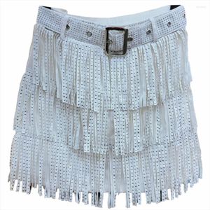 Skirts Skirt Women Diamond Drill Tassel Belt Multi-layer Cake A-shaped