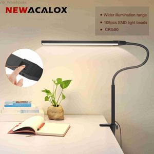 NEWACALOX Desk Clamp Screen Bar Hanging Light 360 Rotary Folding Flexible Arm Support 108Pcs LED SMD Eye Protection Desk Lamp HKD230824