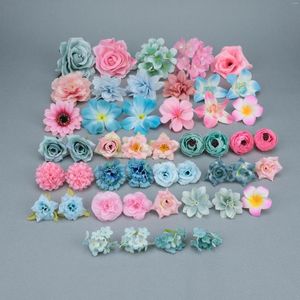 Decorative Flowers 47Pcs/Pack Mixed Size DIY Artificial Silk Flower Heads For Party Bridal Bouquet Wreath Ornament Decor Combo Set