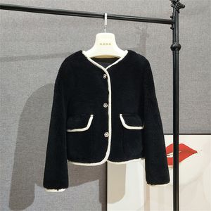 Frauen Pelz Faux Echt Wolle Kurze Mäntel Weibliche Mädchen Schafe Lammfell Warme Elegante Jacke Mantel JT3125 230824