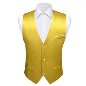 Men's Vests Luxury Vest Solid Satin Silk Gold Slim Fit Waistcoat Wedding Business Formal Party Sleeveless Jacket Barry Wang