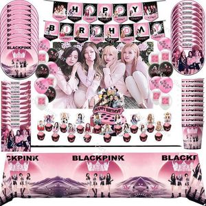 Super Star Girl's Black Pink Balloons Party Materpies Happy Birthday Banner LaTex Balloon Dekoracja ciasto Topper Kids Toys HKD230825 HKD230825