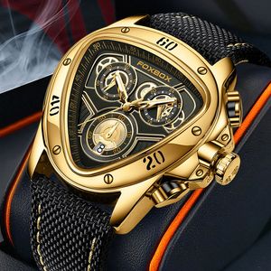 Relógios de pulso Lige Original Relógio Dourado para Homens Marca de Luxo Couro Militar Grande Cronógrafo de Ouro Masculino Relógios de Pulso Relogio Masculino 230825