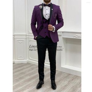 Men's Suits Formal Handsome For Men Shawl Lapel Male Wedding Blazers 3 Pieces Sets Business Groom Tuxedos Terno Masculinos Completo