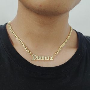 Pendant Necklaces 5mm Cuban Chain Custom Old English Name Necklace Men Women Personalized Letter Gold Jewelry Gift 230825