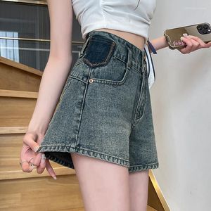 Kvinnors shorts hög midja denim sommar tunna bantbyxor för flickor a-line små lösa kvinnor