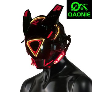 Party Masks Cyberpunk Mask for Adults Red LED Light Lamp Techwear Mechanical Style Cosplay Ghostface Helmet Halloween Gifts for Men 230824