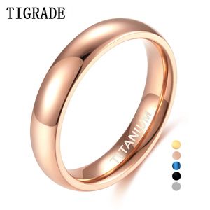 Bant Yüzükleri Tigrade Gül Altın Yüzük Kadınlar İçin 4mm Düğün Band Kadın Unisex Classic Ring Erkekler 5 Renk Boyut 3,5-14.5 230824