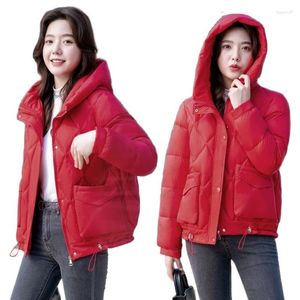 Frauen Trenchcoats Frauen Winter Parkas Jacke Verdicken Warme Baumwolle Gefütterte Parka Weibliche Outwear Kurze Glänzende Daunenjacken Damen