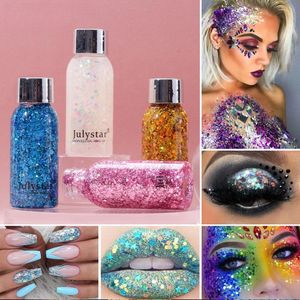 Christmas Eyes Glitter Sequin For Stage Makeup Flash Eye Shadow Face Hair Body Festival Makeup Colorful Eyeshadow Gel With Box