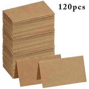 Gratulationskort 120st Vintage Blank Kraft Paper Tabell Nummer Namn Kort Place Birthday Födelsedagsfest Dekoration Inbjudningar 230824