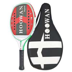 Squash rackets hoowan bortom Yellow Beach Tennis Racket Carbon Fiber 3K Professional 22mm Soft Eva Core Rough Surface With Cover 230824