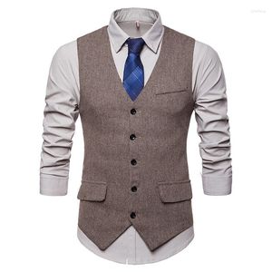 Coletes masculinos colete escuro único breasted misturado mens jeans colete jaqueta slim fit casual formal negócios masculino