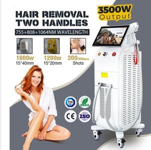 Hot sale 2 Handles ICE Diode Laser machine permanent hair removal 755nm 808nm 1064nm Titanium ICE Platinum Triple Wavelength quickly painlessly equipment