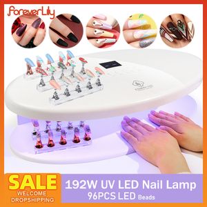 Nagelorter 192w UV LED -nageltorklampan 96 st -lysdioder UV -naglar Polsk lack Lampmaskin Tryck på naglar Gel Fast Torking Manicure Dryer 230824