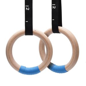 Gymnastic Rings 1 Pair Wood Gymnastics Rings with Adjustable Straps GYM Ring for Kids Adult Home Fitness Pull Up Strength Training 230825