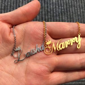 Pendant Necklaces Personalized Queen Crown With Name For Women Nameplate Jewelry Stainless Steel Letter Necklace Bridesmaid Gifts Bijoux 230825