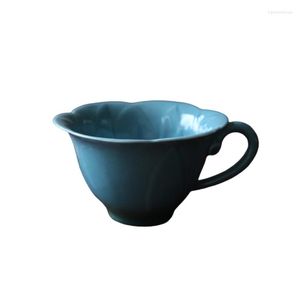 Tumblers 200ml Blue Gradient Color High Temperature Ceramic Flower-shaped Coffee And Cup
