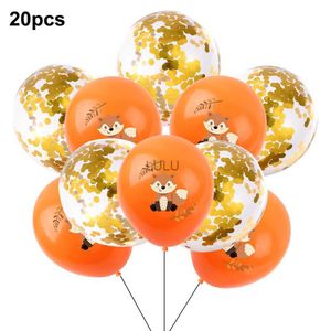 Fox Latex Balloons Baby Shower Birthday Party Balloon Decorations levererar Woodland Metal Confetti Orange Gold Children Gift HKD230825 HKD230825