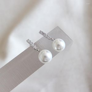 Kolczyki stadnonowe Eleganckie prawdziwe 925 srebro dla kobiet biżuteria urocze symulowane kolce perły żeńskie kryształowe akcesoria