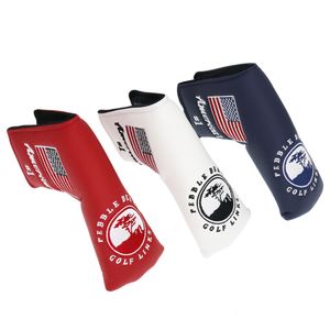 Other Golf Products US Flag Pebble Beach Golf Blade Putter Head Cover With MAGIC TAPE Closure Headcover 3 Color 230825