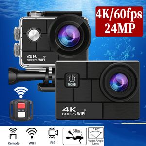 Väderbeständiga kameror Hjälm Action Camera Ultra HD 4K 60fps 170d 24MP 2 0 LCD EIS WiFi 30m Waterproof Fjärrkontroll Outdoor Sport Video Recorder 230825