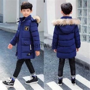 Down Coat Big Kids Thick Long Jacket Autumn Winter Boys Plus Velvet Warm Teen Coats Fashion Midlength Zipper Hooded Outerwear 514 Years X0825