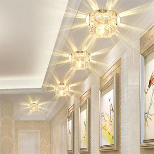 Modern Crystal LED Spotlight Corridor Hallway Aisle Porch Ceiling Light Recessed Lamp Home Living Room Balcony Stairs Lighting Fix155c