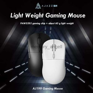 Ajazz AJ199 Wireless 2.4GHz + Wired Gaming Mouse Mouse PAW3395 للألعاب كمبيوتر محمول POTICAL HKD230825