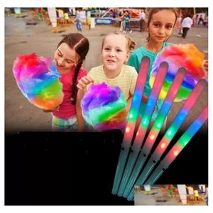LED Gadget 28x1.75cm Colorf Light Stick Flash Glow Cotton Candy Flashing Cone للحفلات الموسيقية الصوتية Nigh