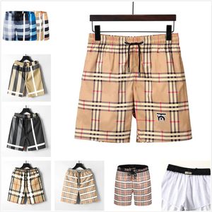 Men's shorts black and yellow plaid stripe brand beach swimming trunks classic multiple styles pure cotton breathable wrinkle222W