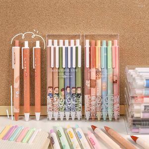 6pcs/set kutulu pres jel kalem öğrenci ins ins kız kalp ofisi yazma uygulama imza siyah mürekkep kawaii kırtasiye