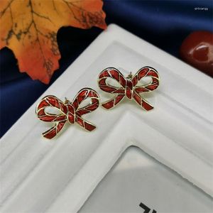 Stud Earrings 2023 Limited Brincos Para As Mulheres European And American Antique Ornaments Enamel Glaze Bow Cuifali Female In Stock