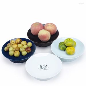 Tea Trays Ceramic Draining Tall Fruit Bowl Chinese Dried Snack Small Dish Table Cake Tray Dim Sum Plate