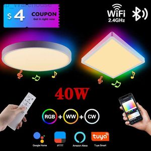 Plafoniera LED intelligente WiFi moderna da 40 W APP Controllo vocale con lampada da soffitto telecomando Alexa RGB + musica Bluetooth dimmerabile HKD230825