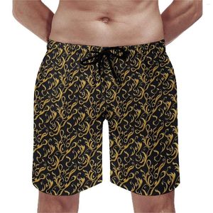 Men's Shorts Gym Elegant Baroque Casual Swim Trunks Retro Print Men Quick Dry Surfing High Quality Oversize Beach Short Pants