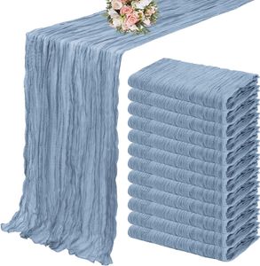 Ładownik stołowy 10pcs Voile Cheesecloth Table Runner Półprzewodnikowy stół do jadalni Dekoracja na przyjęcie weselne Draping Fabric 230824