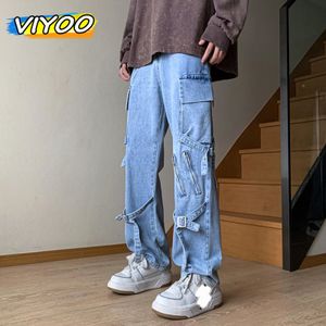 Men's Jeans Y2K Baggy Clothing Chin Cargo Pant Wide Leg Flared Denim Pants Streetwear Straight Trousers For Men Goth 230824