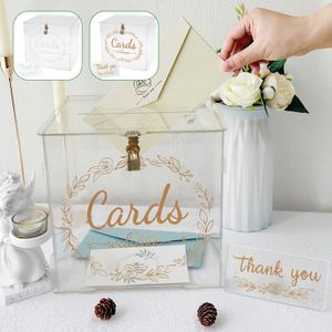 Other Event Party Supplies Acrylic Wedding Card Box Transparent Money Boxes with Lock Birthday Clear Case Letter Envelope Decorative Holder 230824