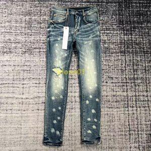 Calças de brim roxas Mens Designer Jeans Rasgado Mens Jeans Denim Calças Homem Slim Jeans Casual Hip Hop Zipper Calças Para Masculino Stretch Calças Tamanho 30-38