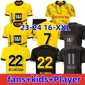 Дортмунд 23 24 футбольные майки Брандт Беллингхэм Адейеми 110 -й черная футбольная рубашка Schlotterbeck Neongelb Hummels Sabitzer Men Kids Black Special Kit All All