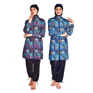 Shirt Peifu 2020 New Printed Floral Full Cover Muslim Swimwear Women Islamic Conservative Swimsuit Hijab Beachwear Bathing Zipper