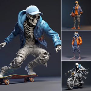 Dekorativa föremål Figurer Cool Skeleton Figures Sportserie Skull Harts Crafts Halloween Decoration 230824